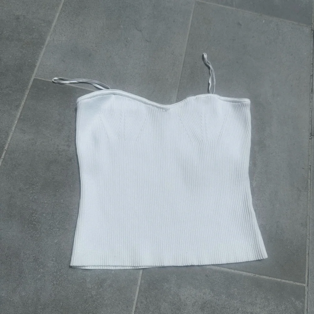 White Ribbed Women's Top - Picture 2 of 5